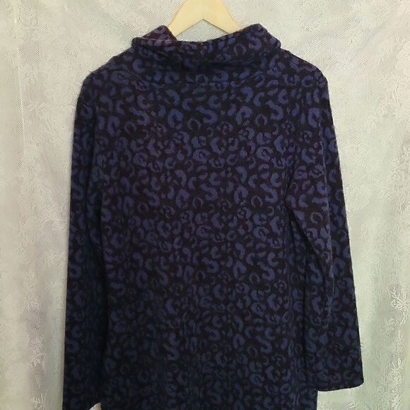 Vasna Blue‎ Animal Print Tunic Dress Long Sleeve Cowl Neck Size Medium - Picture 9 of 13